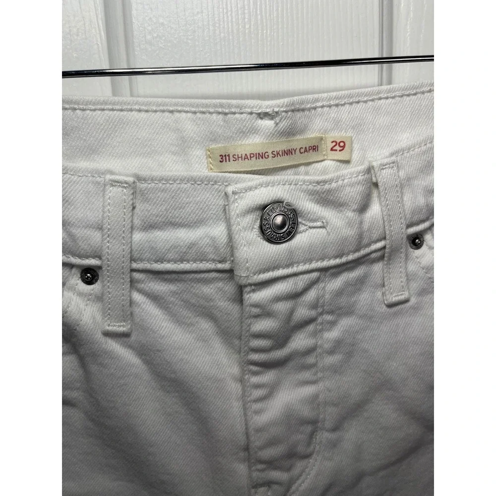 Levi's 311 Shaping Skinny Capri 29 White Mid Rise Stretch Denim Preppy Coastal